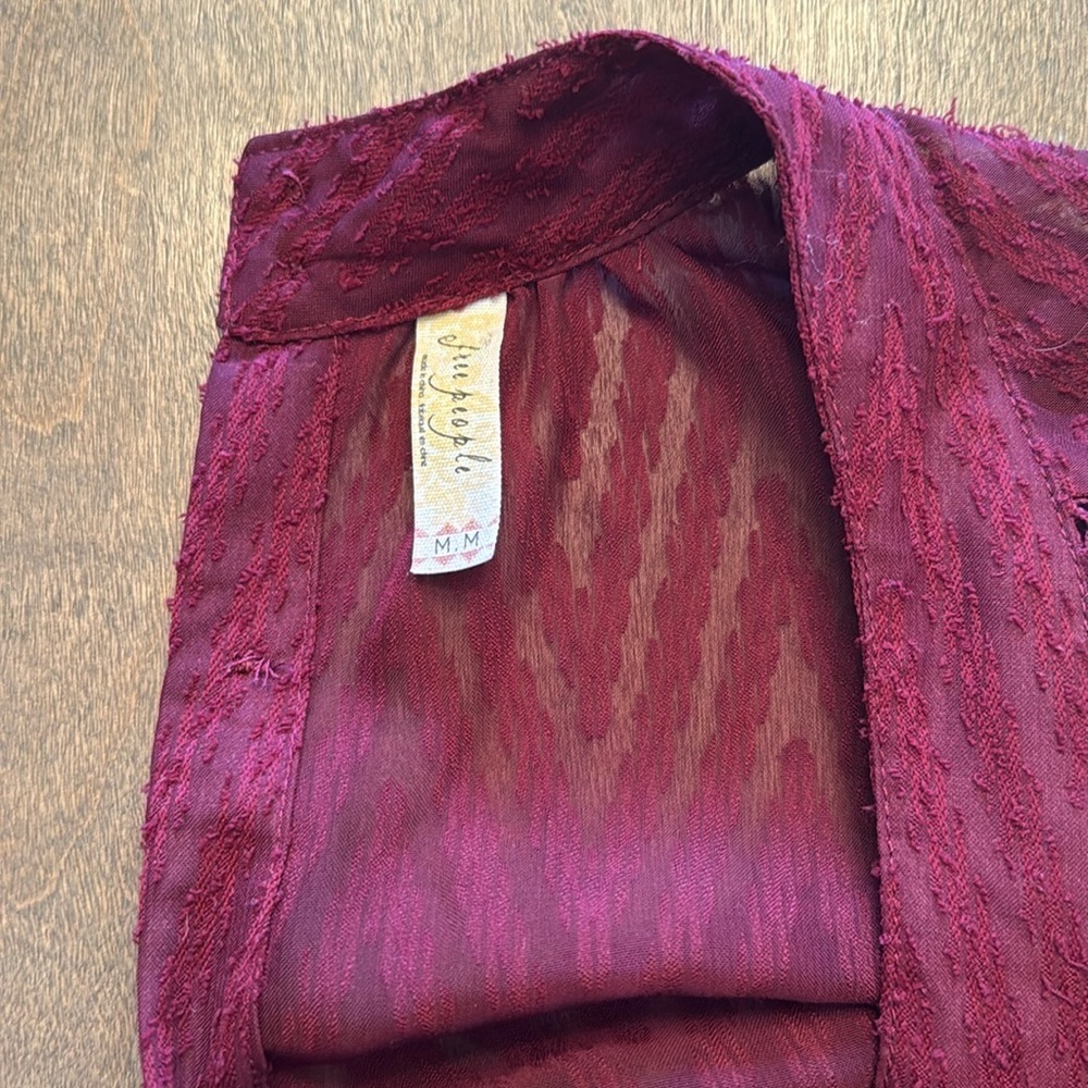 Free People Wine Transparent Top - Picture 2 of 7